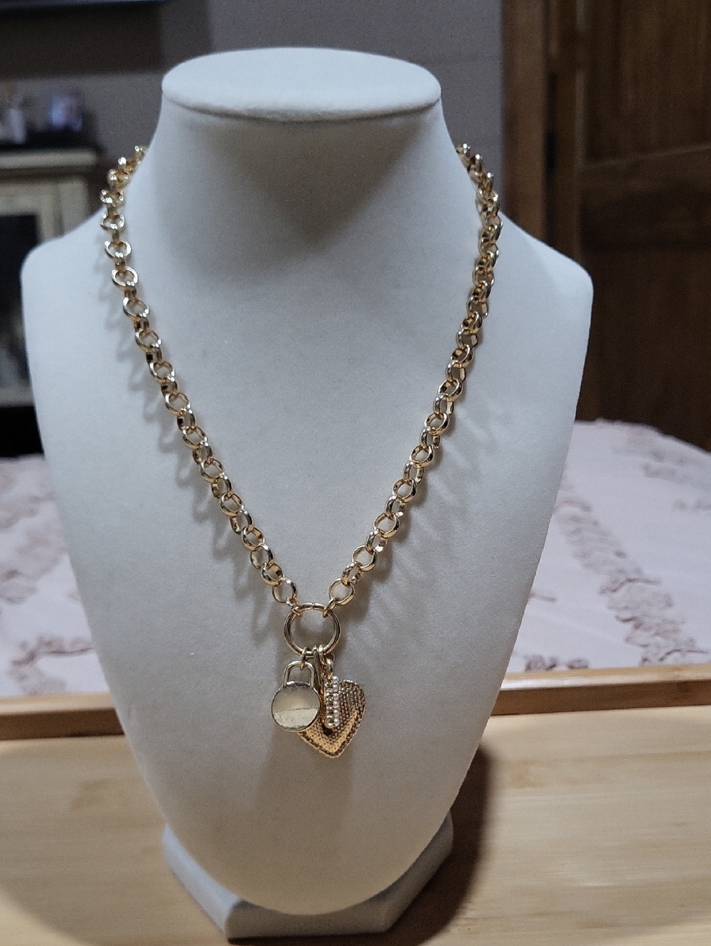 BaubleBar Gold-Tone Heart & Disc Charm Necklace
